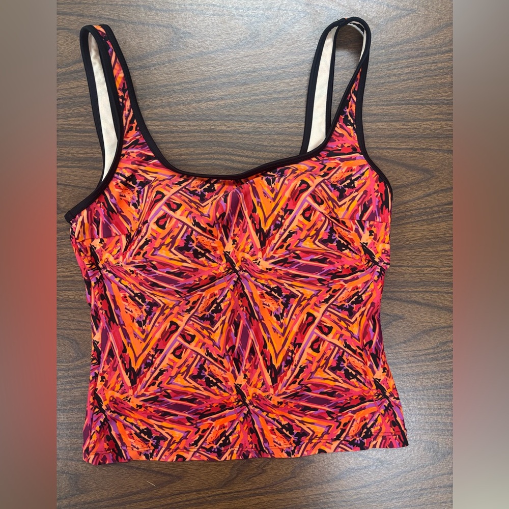 2/$20 Relativity Vibrant Pink and Orange workout top with Shelf Bra